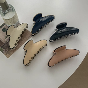 Lot de 5 pinces à cheveux incurvées chic en couleurs neutres aux finitions brillantes
