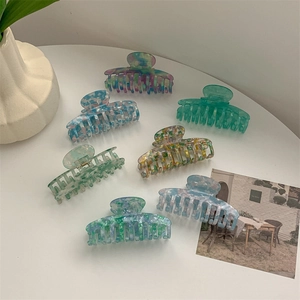 Large acetate hair claw clips with marble pattern for women in seven colors