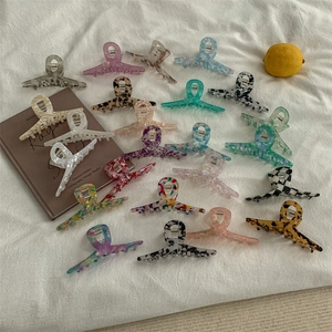 Large Hair Claw Clip French Vintage Marble Leopard Checkerboard Acetate Look Hair Catch Shark Clip For Women Hair Accessory