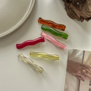 Vintage Resin Wave Hair Clips For Women Transparent Colorful Bobby Pins Simple Side Hair Clips Fashion Hair Accessories
