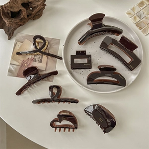 French Style Acetate Hair Claw Clips Chocolate Brown Tortoiseshell Decorative Hairpin For Women Elegant Hair Accessories