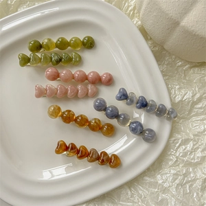 Barrettes à Cheveux Coréennes en Perles de Cœur Marbrées Épingles à Cheveux Élégantes en Résine Acrylique pour Femmes Filles Accessoires de Coiffure