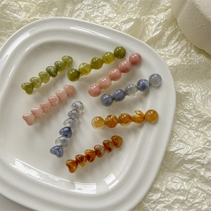Lot de 7 barrettes à cheveux coréennes avec perles colorées en résine et métal doré