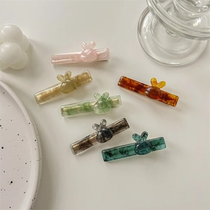 Lot de barrettes lapin en acétate coloré à texture marbrée pour filles et femmes
