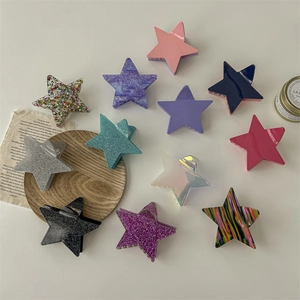 Pince À Cheveux En Forme D'Étoile Grande Acrylique Couleurs Bonbons Paillettes Antidérapante Pince Requin Pour Femme Accessoires Cheveux
