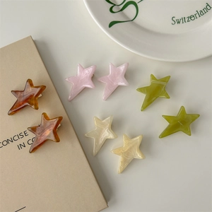 Acetate Star Shape Hair Clip Sweet Irregular Pentagram Side Bangs Duckbill Clip Fashion Hair Accessories For Women Headwear