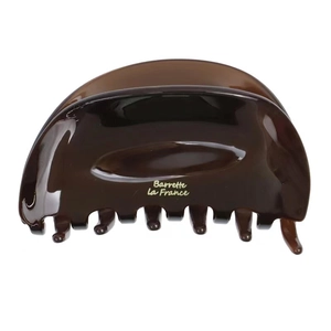 French style chocolate brown resin shark hair claw clip with golden Barrette La France text