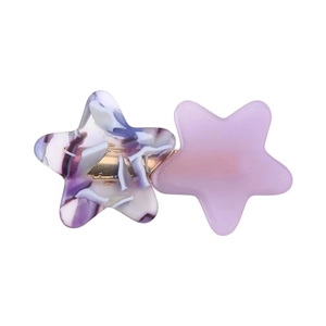 Chic acetate star hair clip featuring purple marble and frosted translucent pentagons