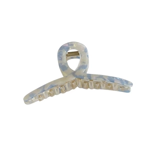 Elegant large hair claw clip with blue and white marble pattern for women hairstyle