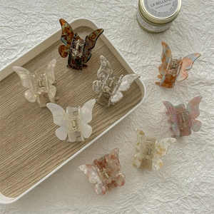 Pinces à cheveux papillon en acétate élégantes en sept motifs de marbre variés