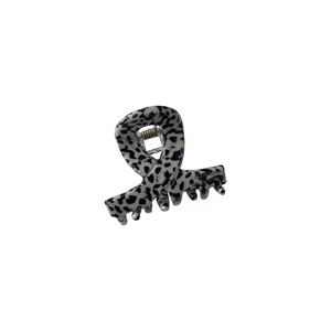 Classic black and white spotted ribbon knot acetate hair claw clip for women