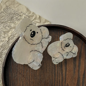 Pinces à cheveux koala mignonnes en acétate nacré disponibles en deux tailles différentes