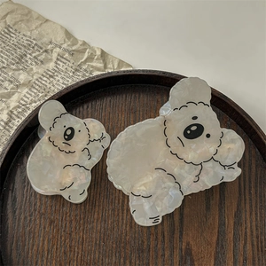 Pince à Cheveux Koala Mignonne en Acétate Nacré Épinglette en Forme d'Animal Esthétique pour Femmes Filles Quotidien