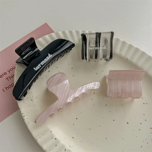 Mollette per Capelli in Acetato Minimalista Coreano per Donna Stile Sweet Cool Nero Rosa Motivo Marmo Grandi Fermagli Accessori