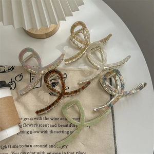 Grande Pince à Cheveux en Acétate Style Français Écaille de Tortue Motif Marbré Pince Requin pour Cheveux Épais Accessoires