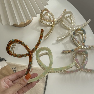 Grand ensemble de pinces à cheveux en acétate pour femmes aux motifs marbrés