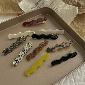 Vintage Acetate Wavy Hair Clips Women Minimalist Geometric Marble Leopard Print Duckbill Clips French Hair Accessories
