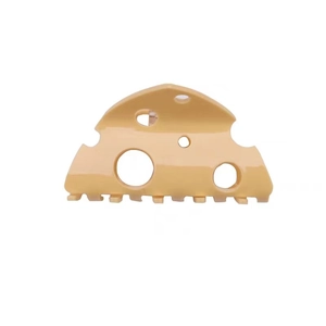 Creative cheese-shaped hair claw clip in creamy yellow with triangular hollow design