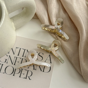 Elegant Iridescent Hair Claw Clips For Women Minimalist Mermaid White Gray Resin Hair Accessories For Daily Styling Party Gift