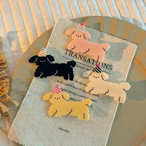 Süße Cartoon Welpe Haarspange Mit Geburtstagshut Für Damen Mädchen Kinder Acryl Hund Muster Entenschnabelklemme Haarschmuck