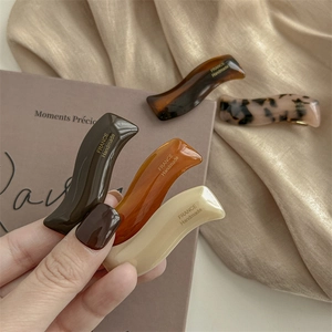 Barrettes à cheveux ondulées en acétate écaille et ambre avec logo doré France Handmade