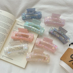 Set of 8 large iridescent mermaid claw clips in pastel morandi colors for long hair