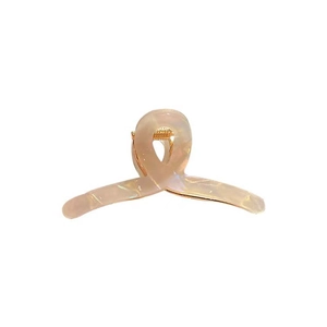 Elegant cream white acetate hair claw clip with minimalist cross design and gold spring