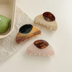 Vintage French Acetate Hair Claw Clip For Women Large Marble Tortoise Shell Pattern Shark Clip Elegant Hair Accessories For Thick Hair