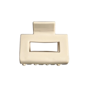 Elegant cream rectangular cutout hair claw clip in a minimalist Korean style hair accessory