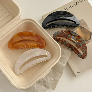 French Vintage Large Acetate Hair Claw Clip Iridescent Tortoiseshell Shark Clip For Women Elegant Handmade Hair Accessories