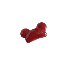 Barrette à cheveux ours rouge brillant avec logo doré France Handmade fait à la main