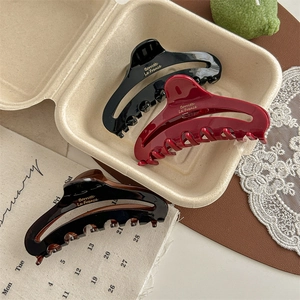 Elegant French marble pattern hair claw clips in black, burgundy and brown colors