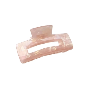 Iridescent pink marble acetate rectangle claw clip for elegant women hair styling