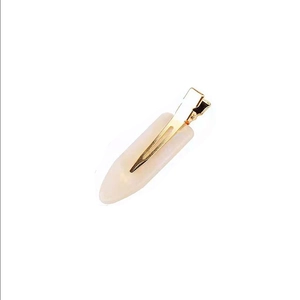 Elegant gold metal duckbill hair clip with a smooth beige resin petal decoration