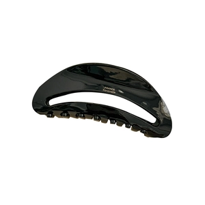 Classic large black acetate claw clip for hair with gold France Handmade lettering