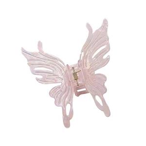 Pince à cheveux papillon sirène irisée rose avec un design creux élégant pour femmes