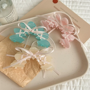Pinces à cheveux élégantes style ballet avec nœuds en acétate bleu rose blanc