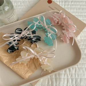 Ensemble de pinces à cheveux à nœuds élégants en marbre et couleurs pastel