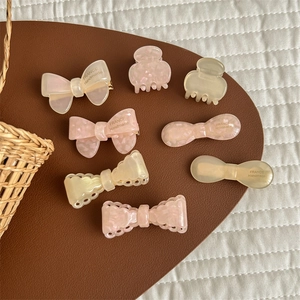 Sweet French Style Cellulose Acetate Bow Hair Clips Pearlescent Marble Texture Hair Claw Clips For Women Girls Accessories