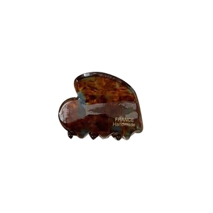 Pince à cheveux cœur en acétate style français avec motif écaille de tortue fait à la main