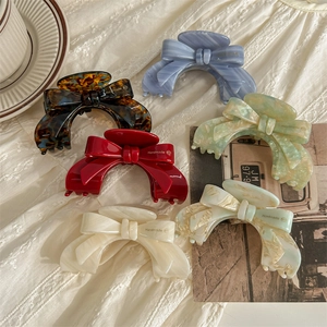 Elegant Acetate Bow Hair Claw Clip French Style Marble Pattern Large Shark Clip Sweet Hair Accessories For Women Jewelry
