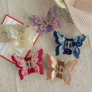 Fairy Style Acetate Butterfly Hair Claw Clip Iridescent Marble Texture Handmade Hair Accessories For Women Girls Daily Photography Headpiece