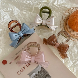 French Style Acetate Bow Knot Hair Claw For Women Elegant Large Shark Clip Back Head Bun Hair Accessory Daily Jewelry