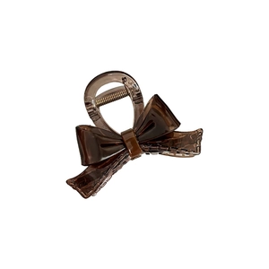 French style amber acrylic bow hair claw clip for women with elegant resin finish