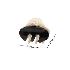 Two-tone black and beige acetate hair claw clip with metal spring 4.8cm small size