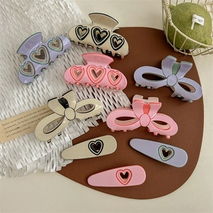 Acetate Fiber Bowknot Heart Hollow Hair Claw Clips Sweet Elegant Shark Clips Duckbill Clips Hair Accessories For Women