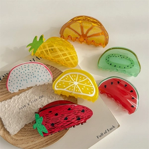Lot de pinces à cheveux créatives en acrylique avec motifs de fraise et pastèque