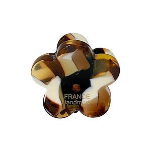 Pince à cheveux fleur en acétate avec motif écaille de tortue et marquage doré artisanal