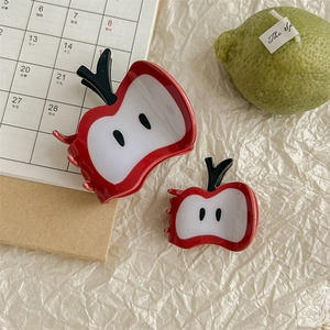 Cute Creative Apple Shape Acetate Hair Claw Clip Red Fruit Hair Clip Shark Clip For Women Hair Styling Hair Accessories