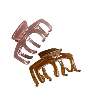 Pinces à cheveux carrées élégantes en résine rose poudré et ambre pour cheveux épais
